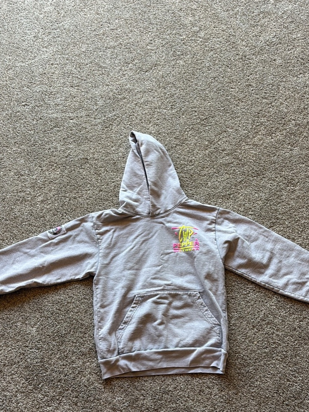 Chip & Pepper Gray Pullover Hoodie with Neon Logo